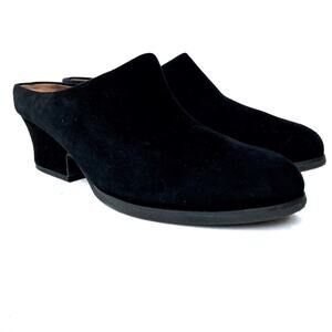 LDP Black Suede Mules | Slip-On Block Heel Shoes | Parisian Minimal Fall Style